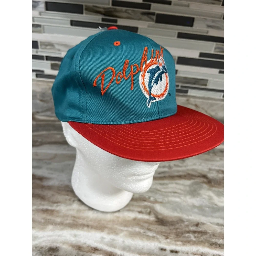 Team NFL AJD Miami Dolphins Vintage 90's Snapback Hat - Has A Stain (See Photos) - Picture 7 of 10